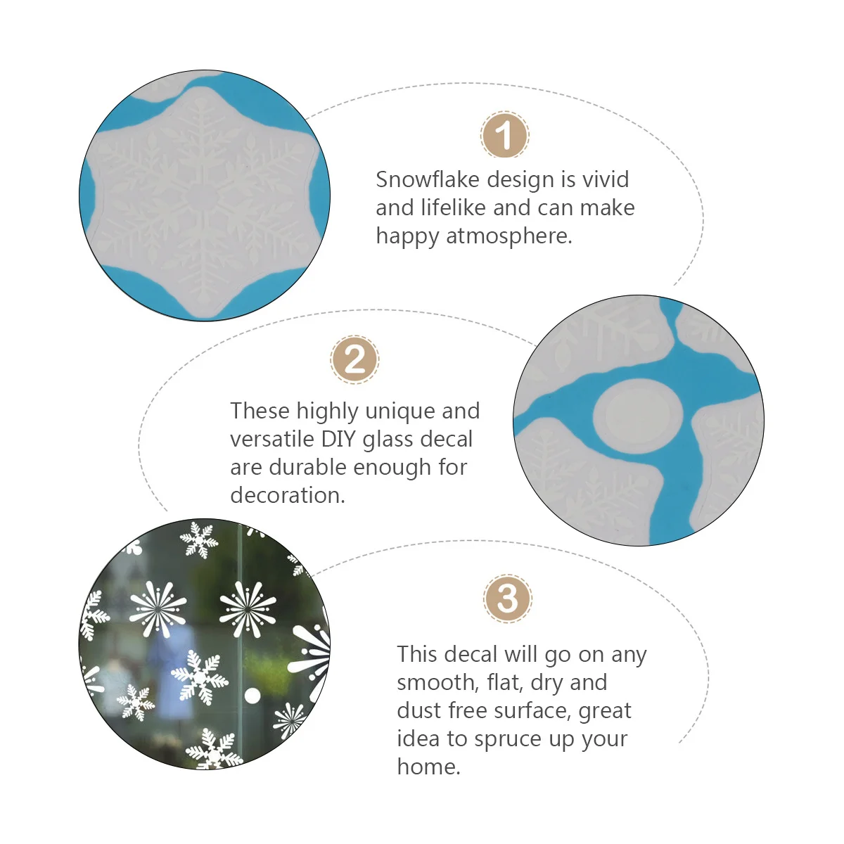 

2Pcs Snowflake Shape Stickers Eco-Friendly Waterproof PVC Adhesive Window Door Glass Wall Decals Glass Stickers