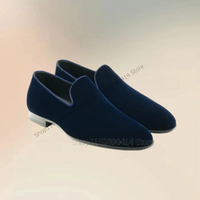 

Blue Black Red Suede Low Top Round Toe Loafers Fashion Slip On Men Shoes Luxurious Handmade Party Feast Banquet Men Casual Shoes