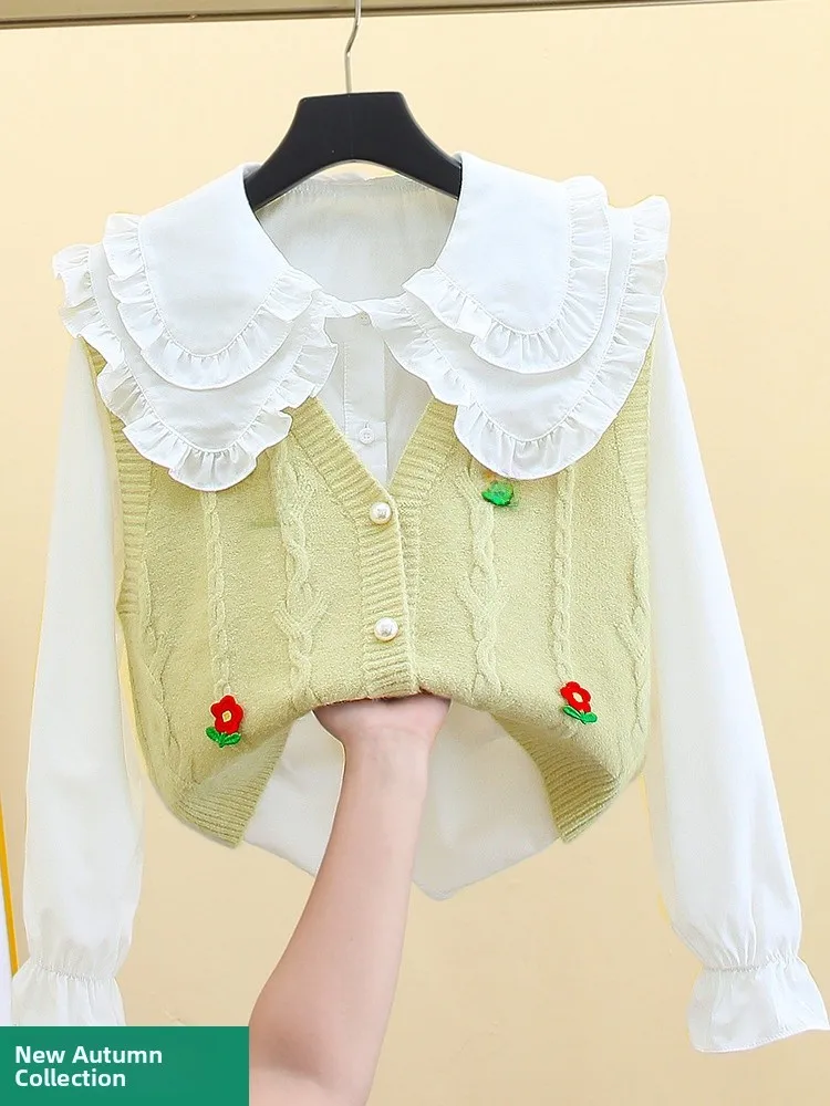 

Женский модный свободный вязаный жилет без рукавов, весенне-осенний новый кардиган Sle ort over irt Sle Sweet Blend Fabric