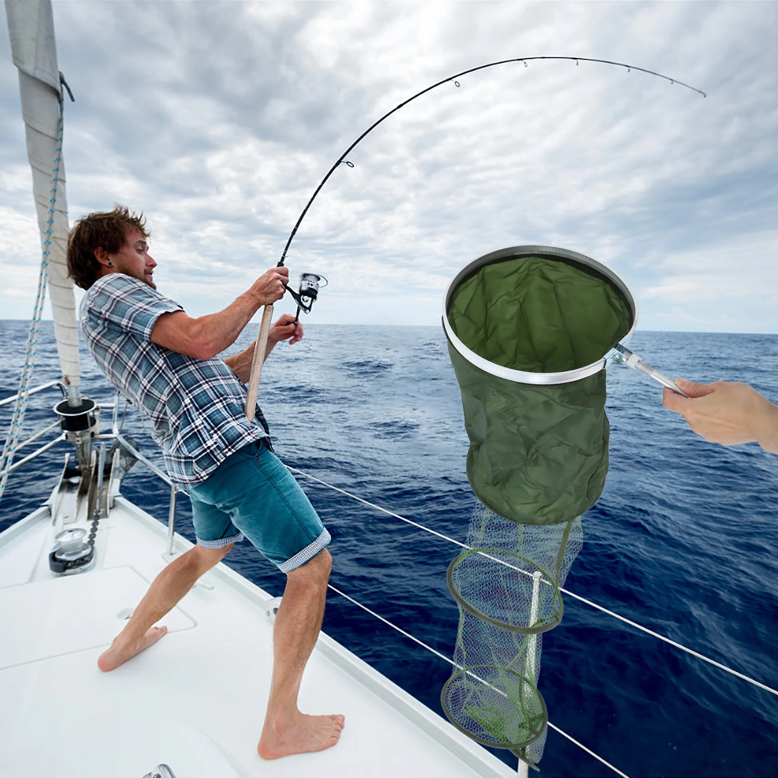 

1Pcs Foldable Bag Edge Fishing Net Mesh Material Strong Bearing Capacity Fish Container Fishing Supply Fish Container