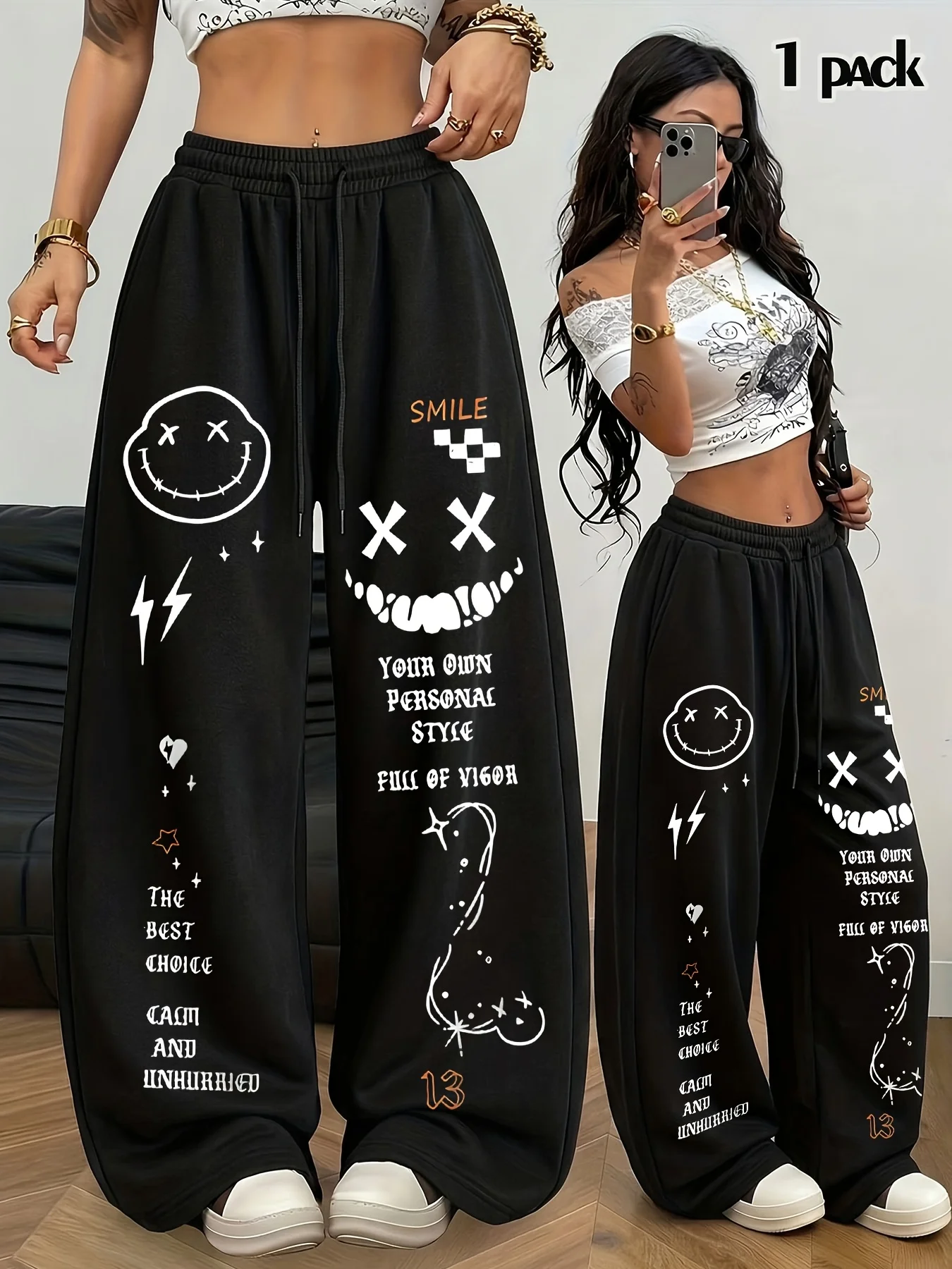 Street Trendy Printed Pants for Men and Women, Casual Sports Straight Leg Pants