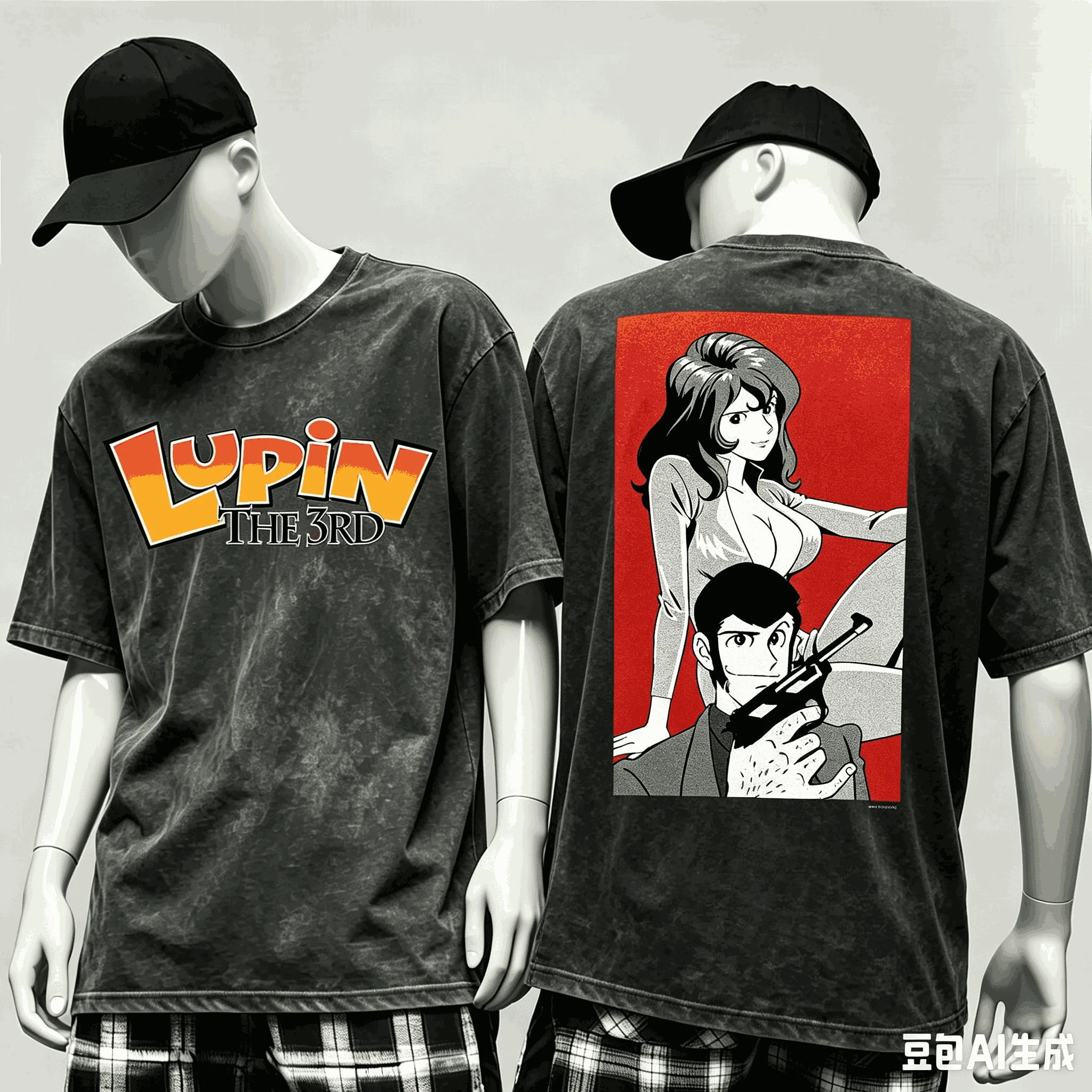 Lupin the Third Washed T-shirt Anime Lover Harajuku New Model Oversized Vintage Loose Streetwear Classic Unisex Couples Fashion