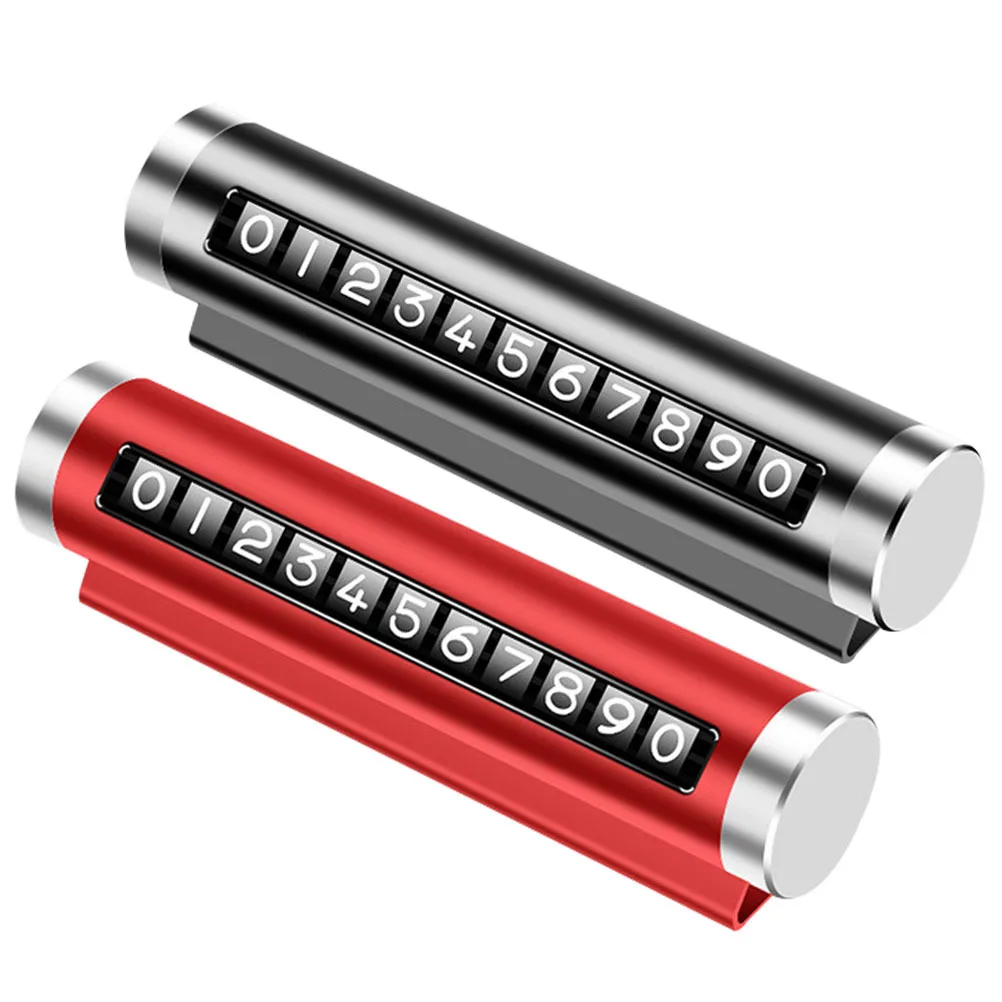 

2Pcs Car Dashboard Parking Plate Adjustable Durable Metal Design Easy Transport Avoid Fines Car Phone Number Card