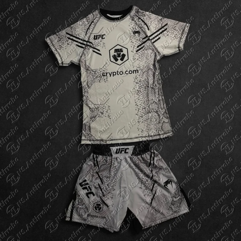 

UFC Top Fighters Dustin Poirier Combat Fighting Event Tee Shorts Men Breathable Jersey Wrestling Running Sweat Absorbing Set