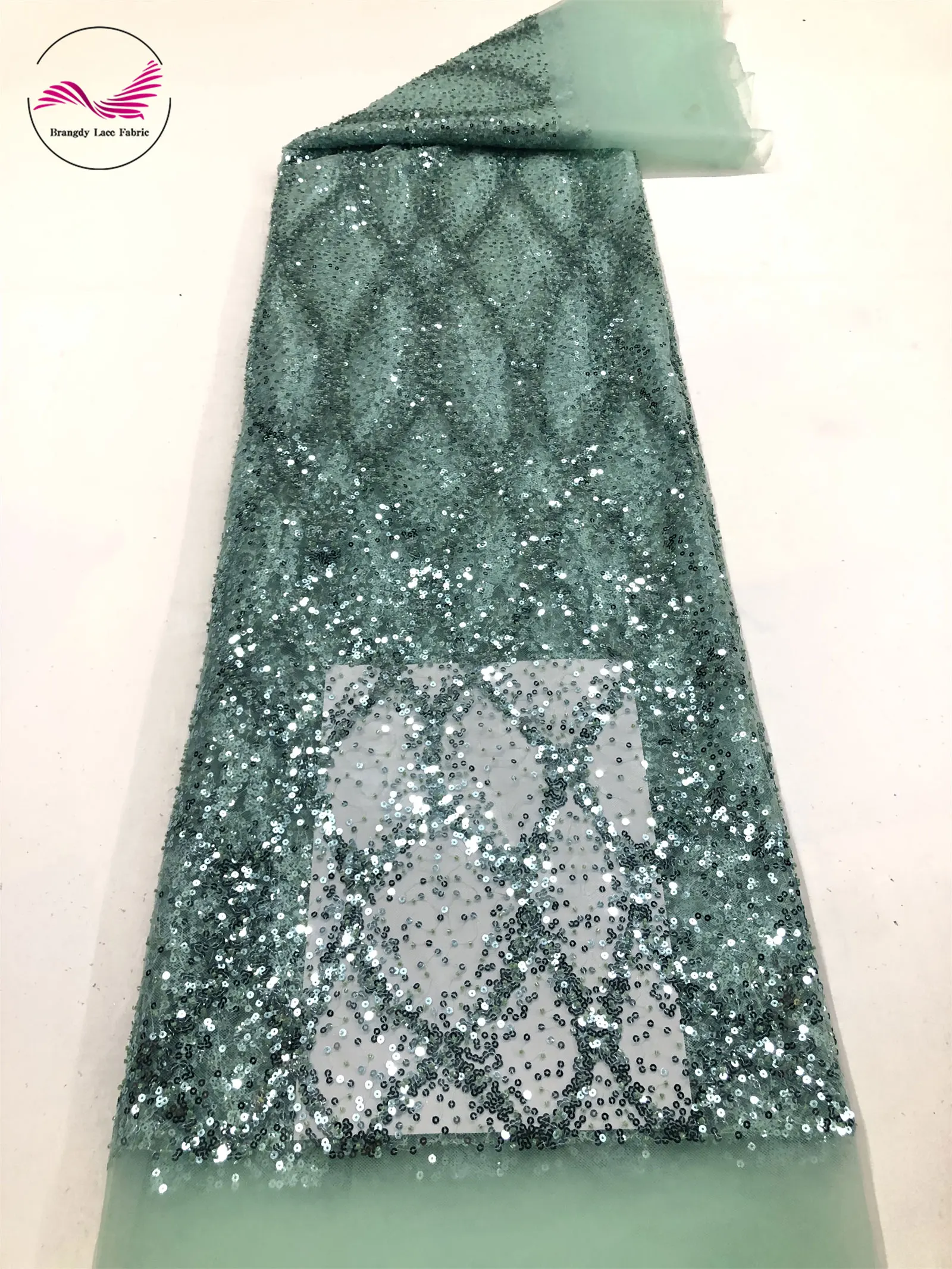 Venta al por mayor de tela de encaje de tul de lentejuelas africanas 2025 tela de encaje de lentejuelas de boda nupcial francesa Material de vestido formulado Premium