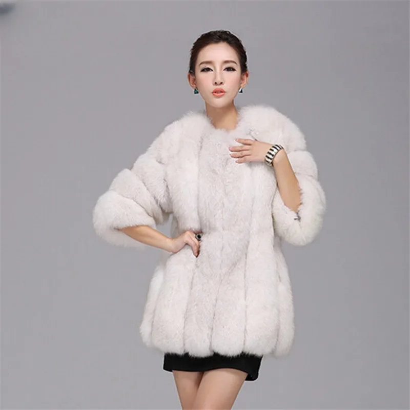 2023 Winter New Women Faux Fox Fur Coat Large Size 4XL Fashion Luxury Outwear Thicken Warm Fake Casual Furry Fur Jacket Parkas