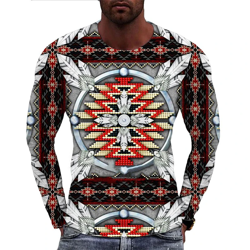 Vintage Indian Style 3D Print T-Shirts Men Woman Long Sleeve T Shirt Streetwear Harajuku Y2K Pullovers Tees Top Kids Clothing - view 6