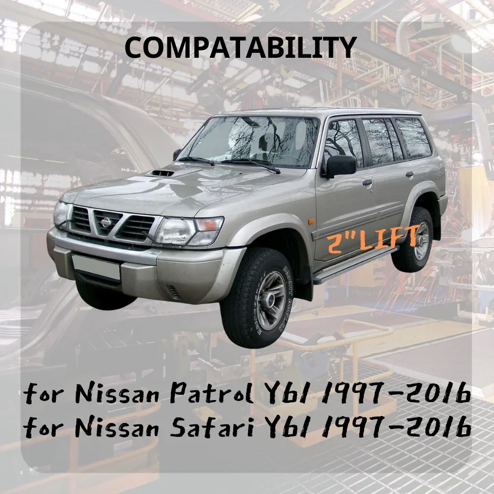 日産パトロールY61車のフロントセルフレベリング,nissan Safari y61 1997-2016,ジャンスペクタコイル,賞賛アダプター春