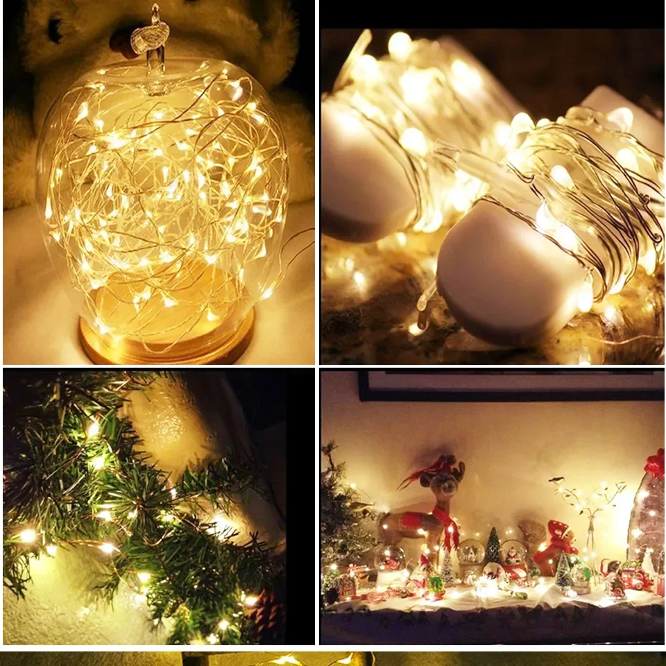 1M 2M 3M 5M LED Fairy Light Copper Wire String Light Night Lamp Mini Christmas Garland Light Waterproof for Wedding Xmas Party
