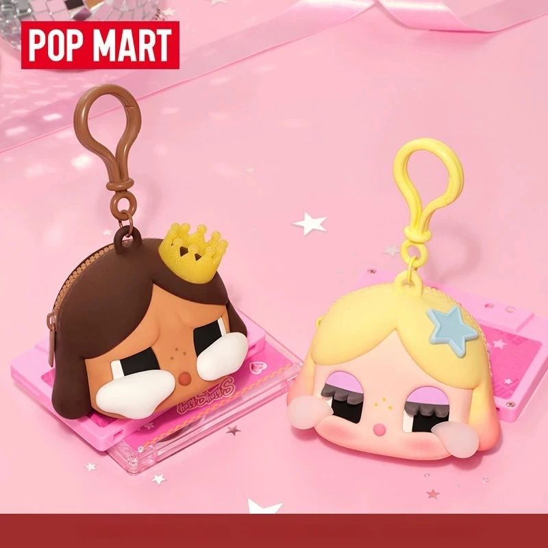 

Официальный оригинальный силиконовый чехол для наушников Popmart Crybaby Shiny Shiny Series, серия Blind Box, золотисто-коричневая сумочка, мультяшный мини-кошелек