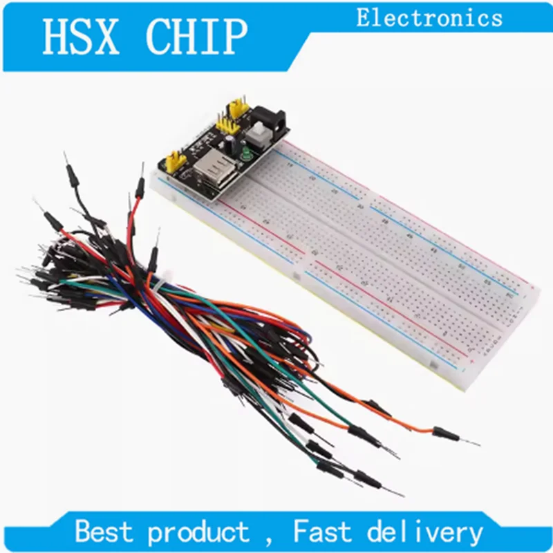 3.3V/5V MB102 Breadboard Power module+MB-102 830 Points Prototype Bread Board For Arduino Kit +65 Jumper Wires