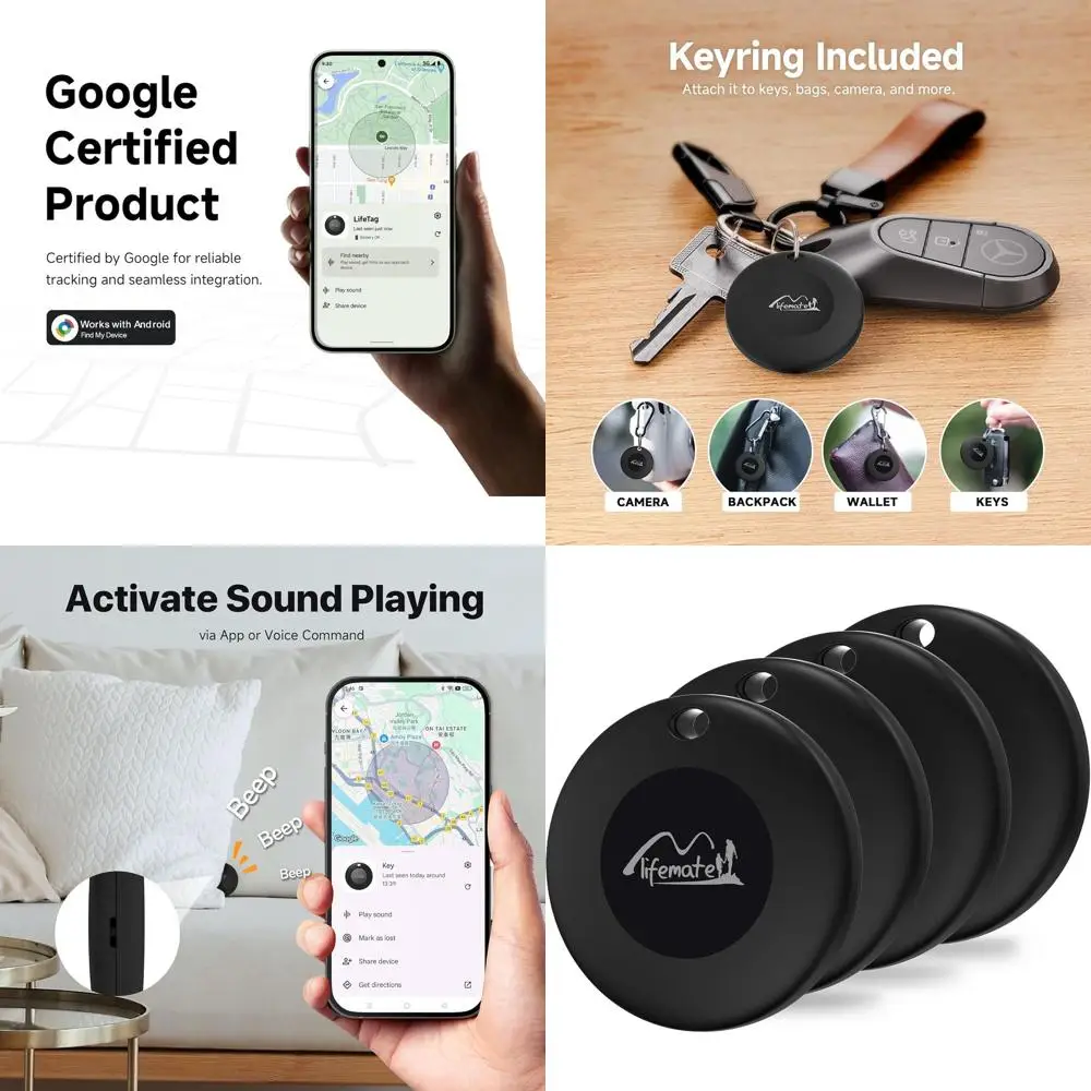 

Умный Bluetooth-трекер для ключей, багажа, рюкзаков и многого другого (набор из 4 штук)