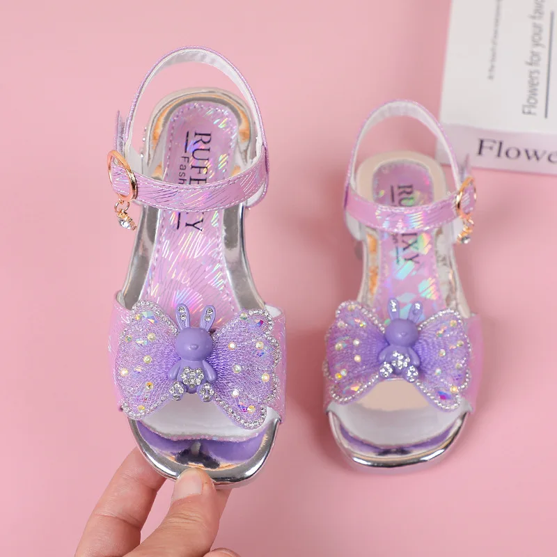 Girls Flat Heel Sandals Kids Girls Spring Summer Little Kids Princess Dress Bow Fashion Teenage Shoes