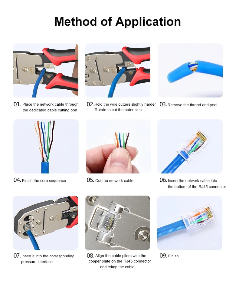 RJ45 Crimper RJ11 RJ45 Crimpzange Ethernet Netzwerk LAN Kabel Crimper Cutter Stripper Zange für 6P 8P RJ11 RJ12 RJ45 – Detail 8