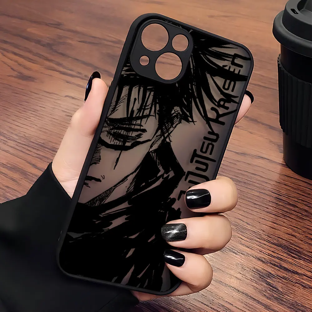 Blcak Hot Jujutsu Kaisen Anime Phone Case For iPhone 15 14 13 12 11 Mini Pro Max XR XSMax 7 8 Plus Matte Transparent Back Cover