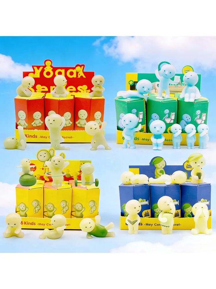 Minifiguur Schattige Noctilucent pop Cartoon speelgoed Desktop ornament Mysterieuze verrassingsgeschenken - afbeelding 2