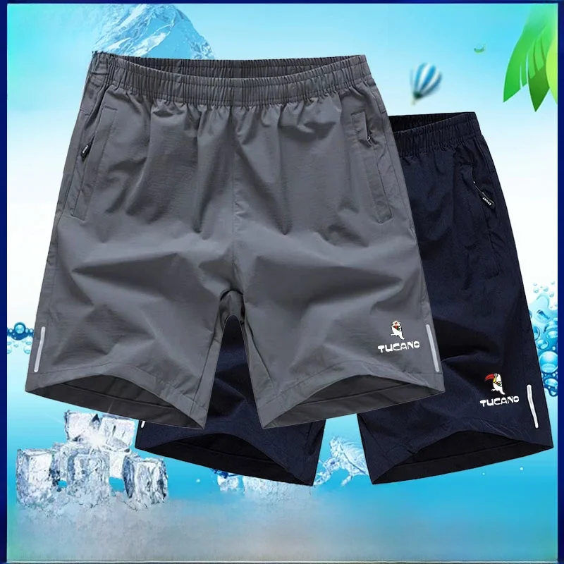 

Мужские летние шорты из ледяного шелка, тонкие, быстросохнущие, спортивные, повседневные, модные, пляжные, дышащие, легкие, из полиэфирного волокна