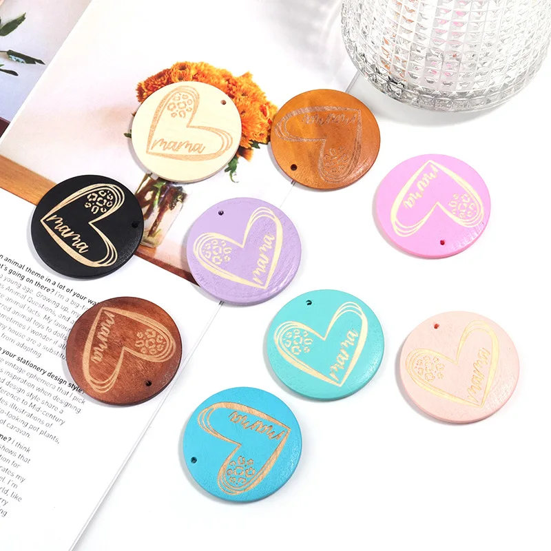 100pcs/lot Key Chain Wood Circle Ring Love Mother's Gift DIY Jewelry Badge Accessories Factory Supplies Wooden Disks