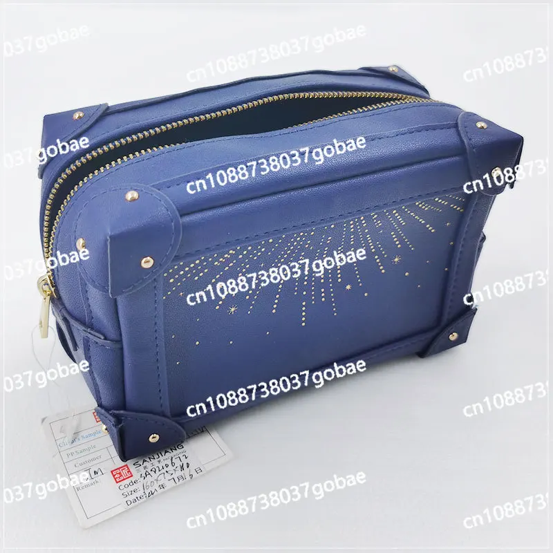 Blue Zipper Dry and Wet Separation Cosmetic Bag, Portable Double-layer Large Capacity