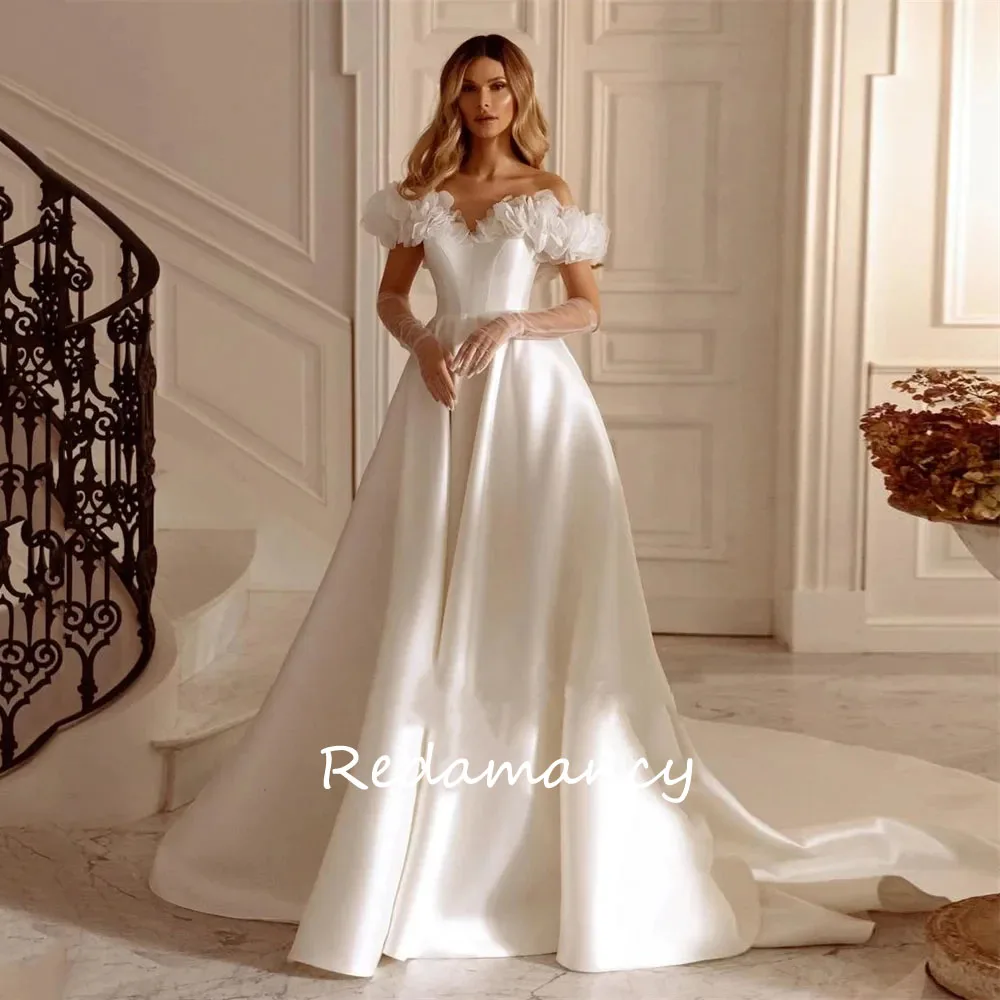 

Redamancy Classic Exquisite Wedding Dresses Sweetheart Bridal Gowns 2024 Satin A-Line Robes For Formal Party Luxury Vestidos De