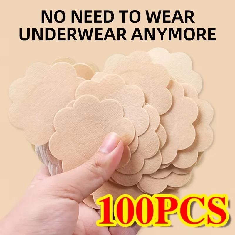 40/60/100 Pcs Ultra-Thin Disposable  Round/Floral-Shaped  Seamless Breathable Self-Adhesive Nipple Covers Bra Breast Patch image 2