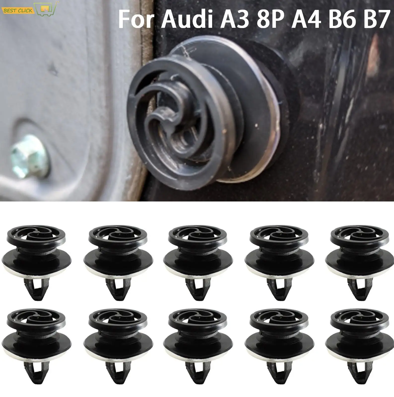 10Pcs Plastics Clip For Audi A3 8P A4 B6 B7 Interior Door Card Fastener Clips Trim Panel Mounting Auto Car Accessories Styling