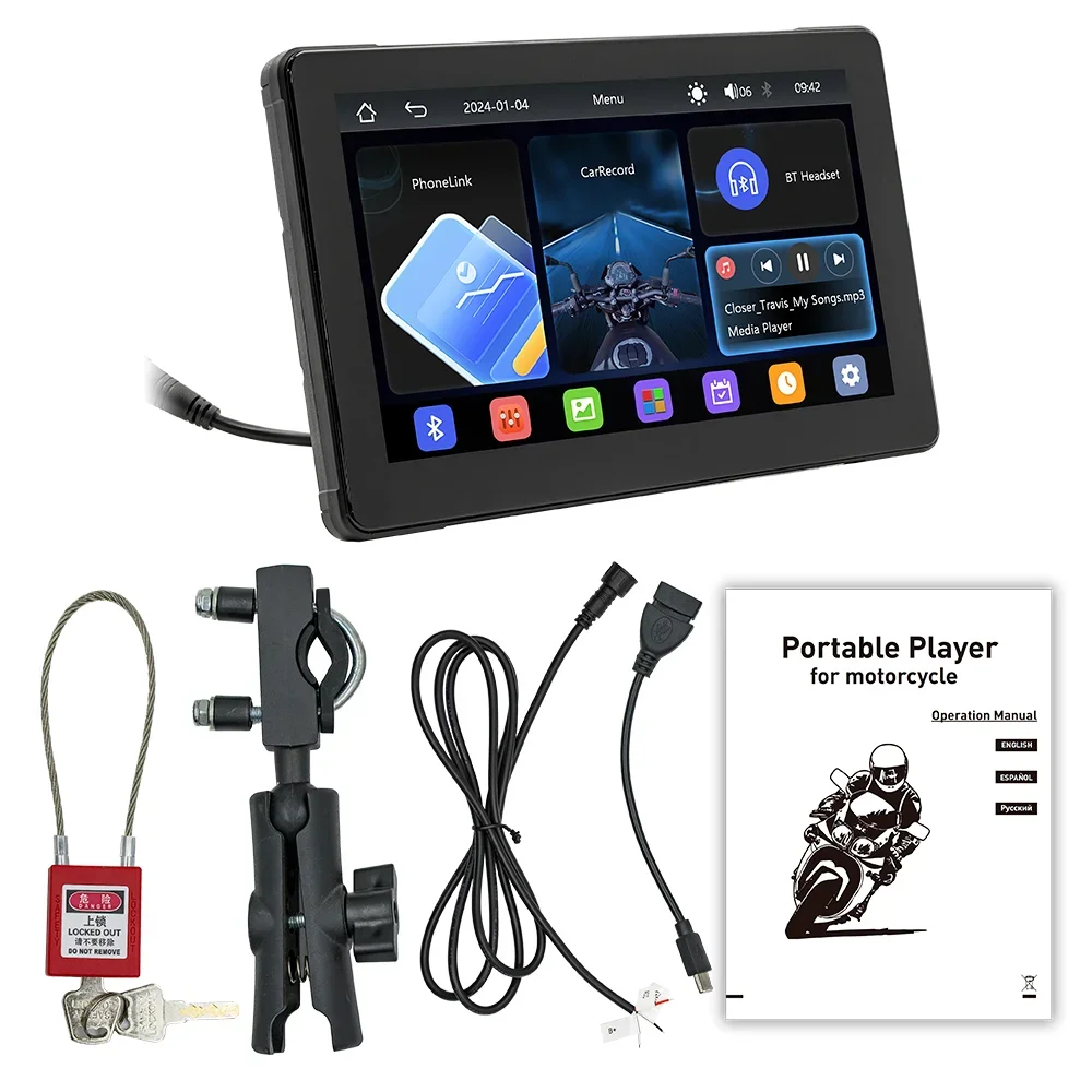 Wireless Phone Link Carplay Motorcycle Screen 7 Inch IP67 Waterproof Carplay Sc…