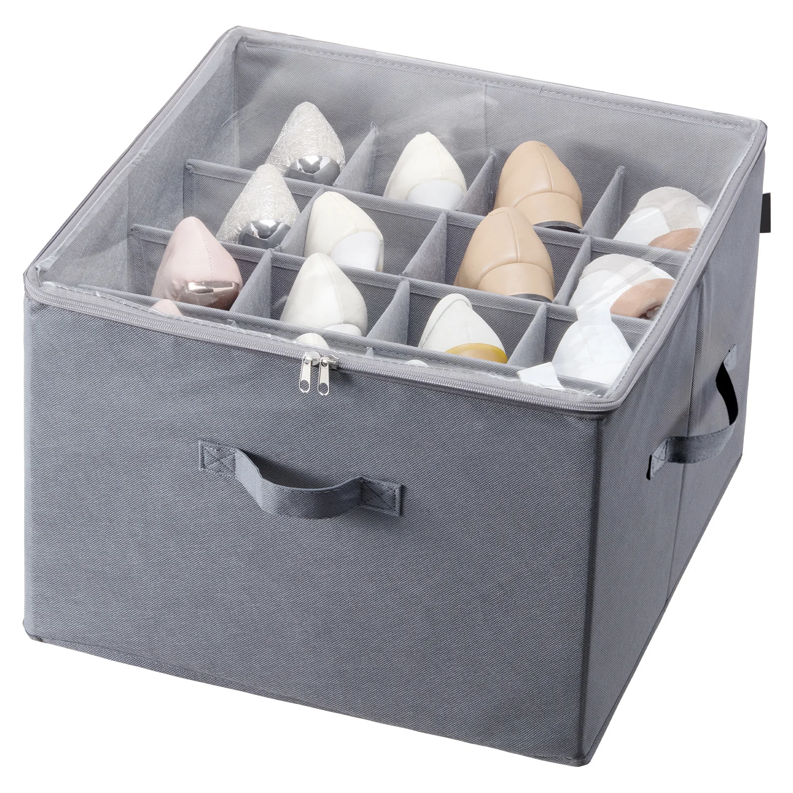 

Органайзер для хранения обуви под кроватью с 16 регулируемыми отделениями и прозрачной крышкой