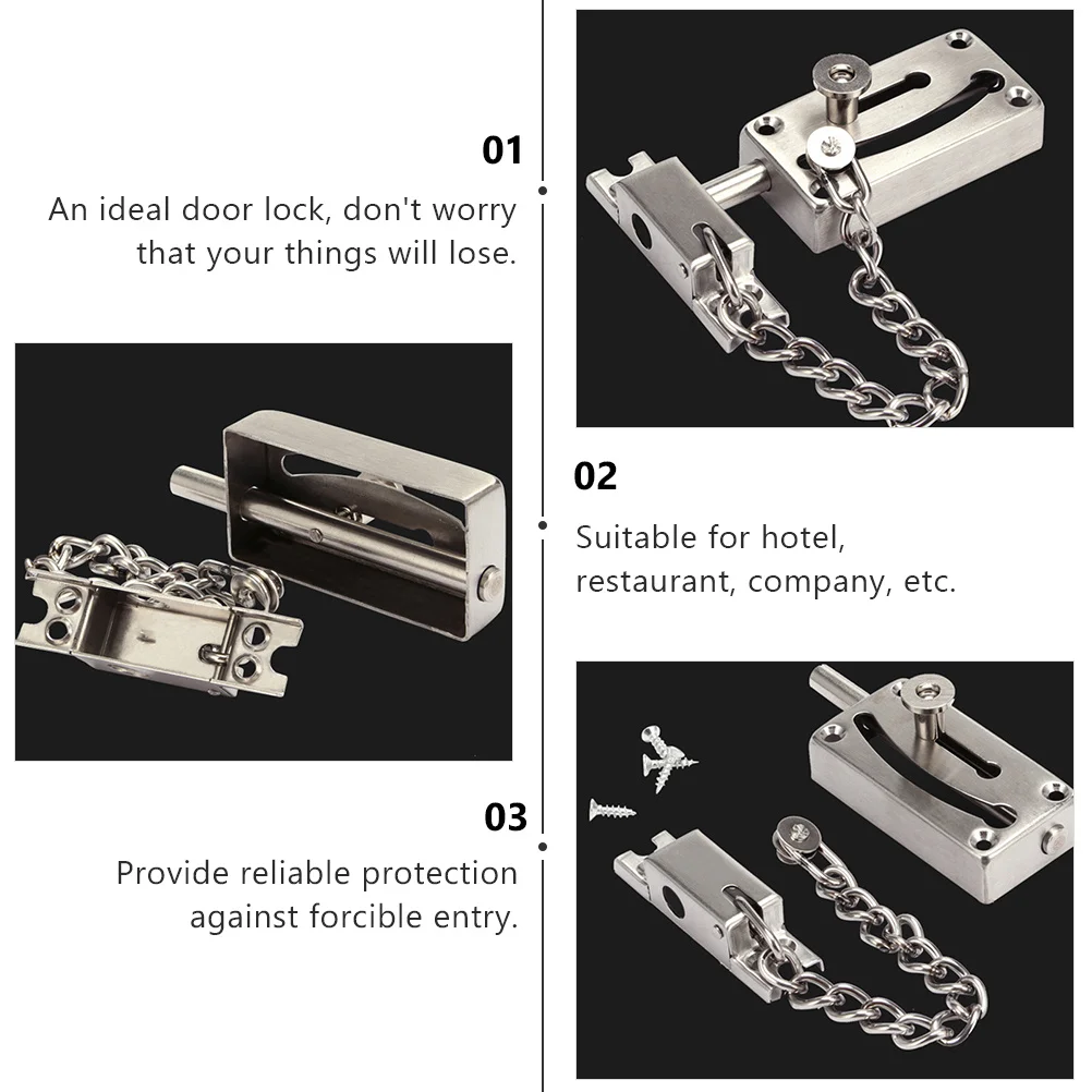 

Anti-Theft Lock Sturdy Iron Bolt For Home Hotel Security High Hardness Thickened Latch Safety Lock Practical Door Latch Chain