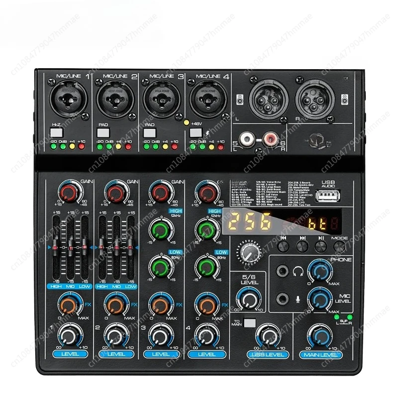 

M6 Live Mixer, 4 канала, 6 каналов, 256 профессиональных эффектов, сбалансированный микшер, Bluetooth, USB, маленький