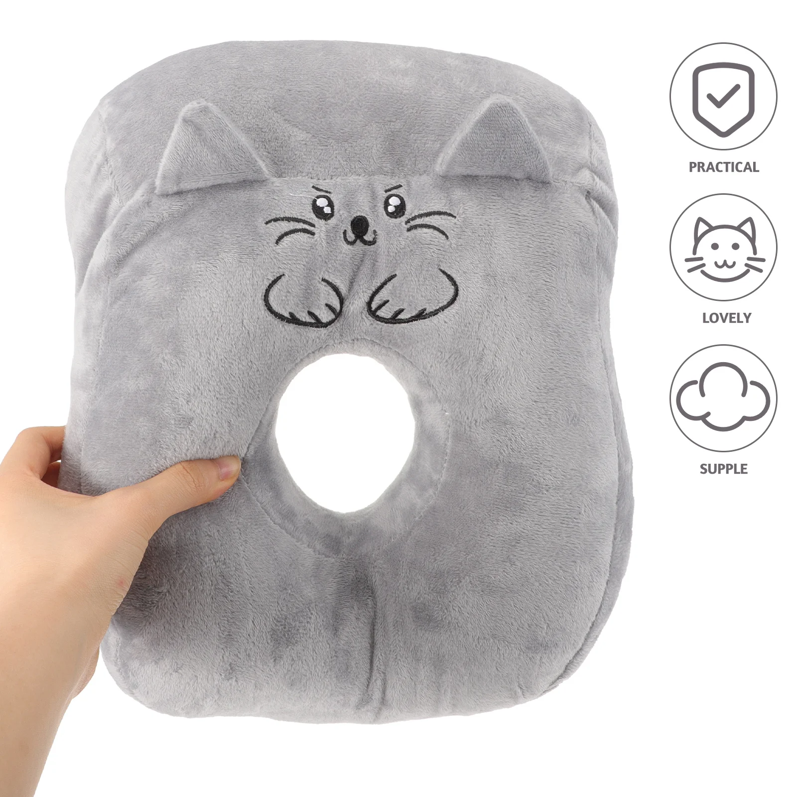 

Comfortable Ergonomic Napping Pillow Face Down Office Desk Cushion Gray Cat Design Stuffed Cartoon Arm Hole Pillow