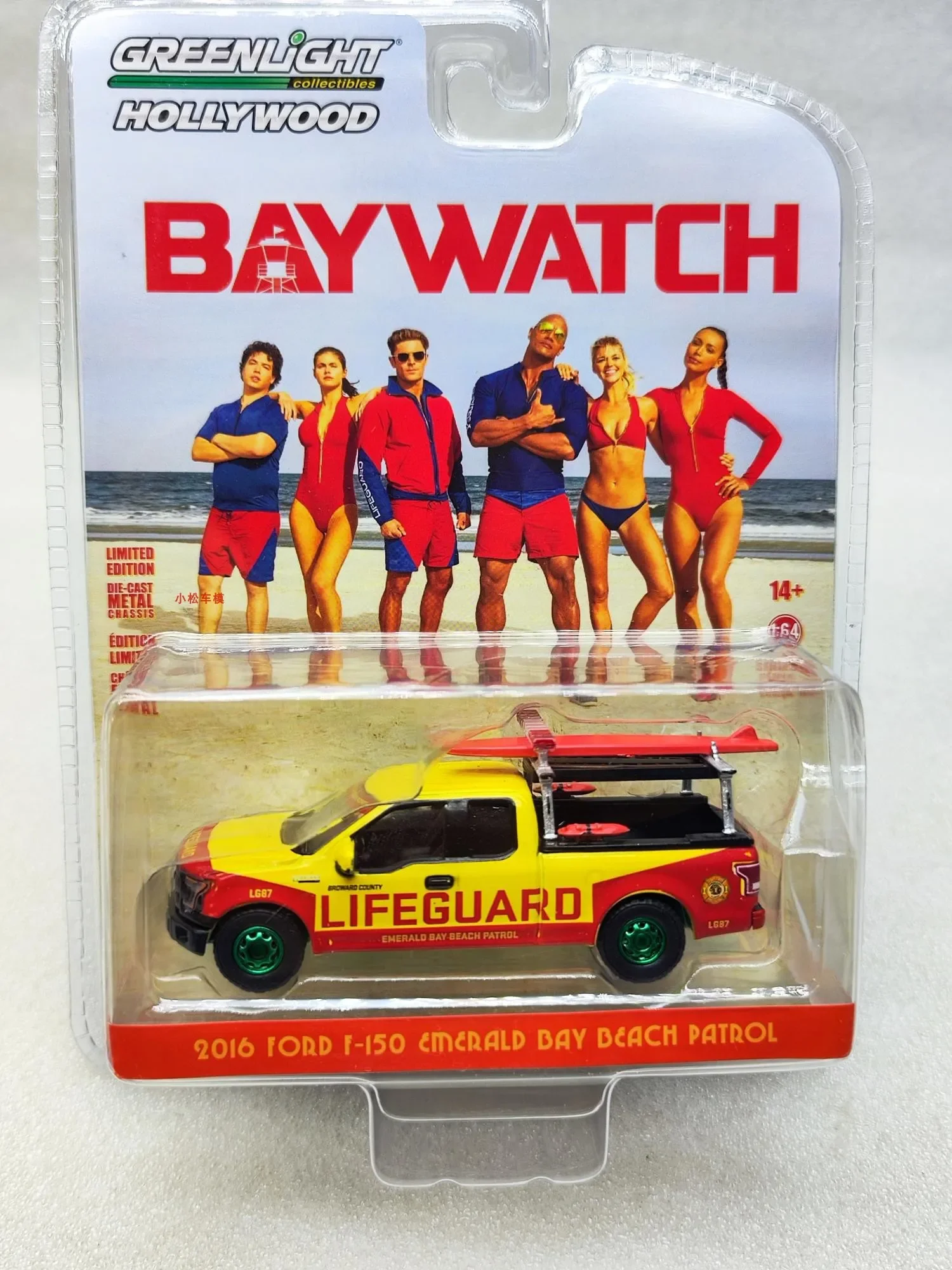 

1: 64 Голливуд - Beach Rescue Team -2016 Ford F-150 Jade Bay Beach Patrol Green Aircraft Коллекция моделей автомобилей