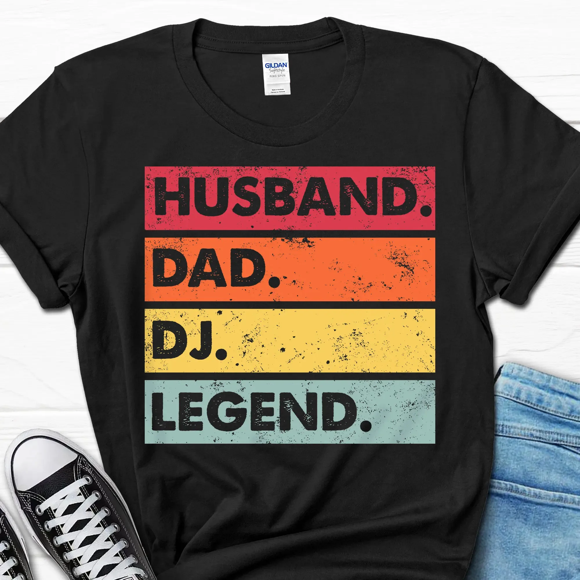 Husband Dad Dj Legend T Shirt Funny For Father'S Day S Turntable Men Men'S Him