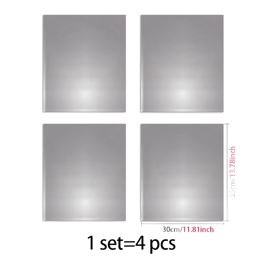 

4PCS Mirror Wall Stickers For Living Room Bathroom Bedroom PS Material Reflective Home Decor Moisture Resistant Film