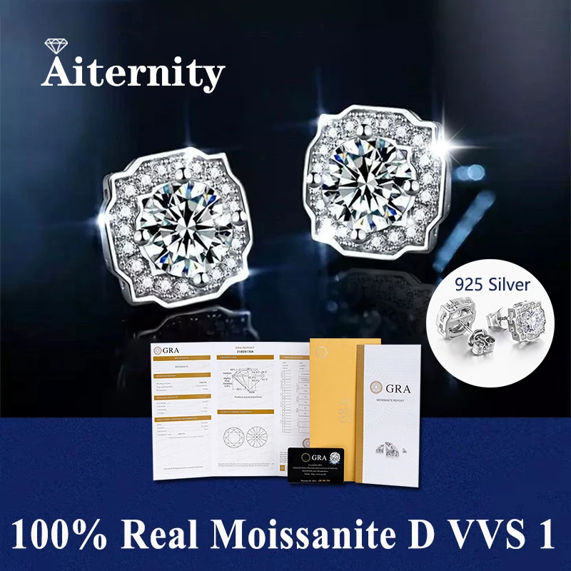 

100% проходные серьги-гвоздики с муассанитом для тестера бриллиантов, стерлинговое серебро 925 пробы для женщин, 2 сертификата GRA, муассанит для беременных