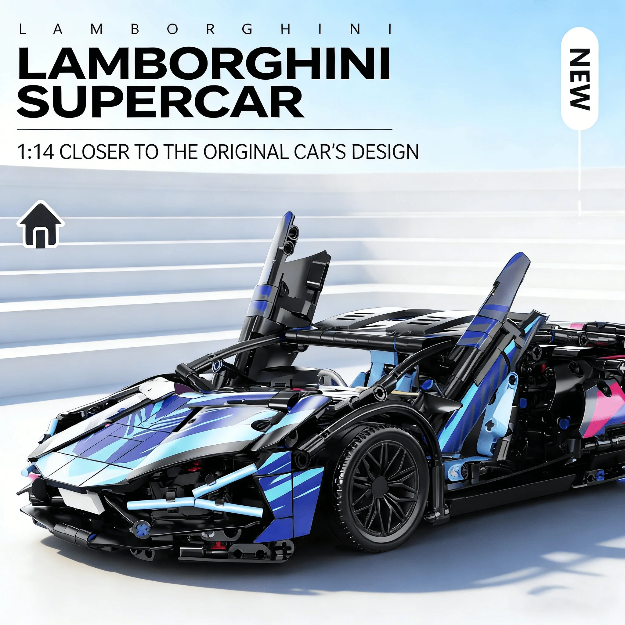 

Конструктор-головоломка: Высокодетализированная модель спортивного автомобиля в стиле киберпанк, технические механические блоки, 3D-сборка, суперреалистичная реплика