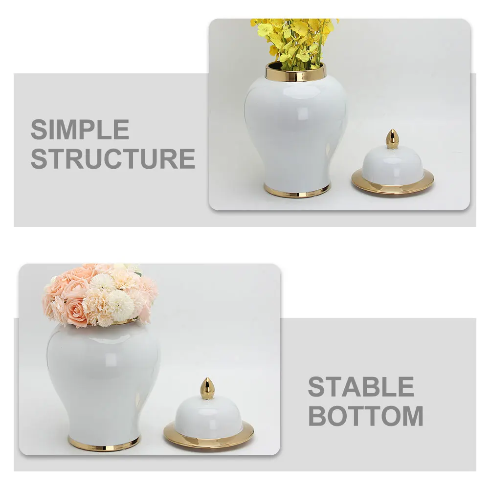 

Vase Ceramic Ginger Pot Tea Storage Porcelain Tabletop Decor Artificial Flower Traditional Floral