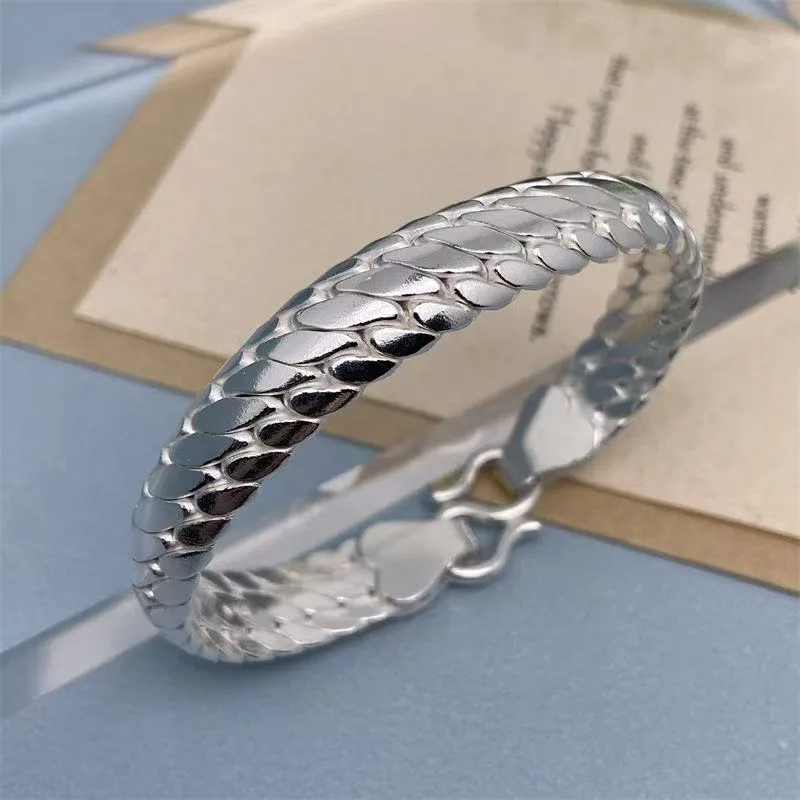 Vintage Hand Carved Triple Rope Cuban Bracelet, Solid Chain Ancient Craft Punk Unisex Delicate Statement Wrist Jewelry Gift