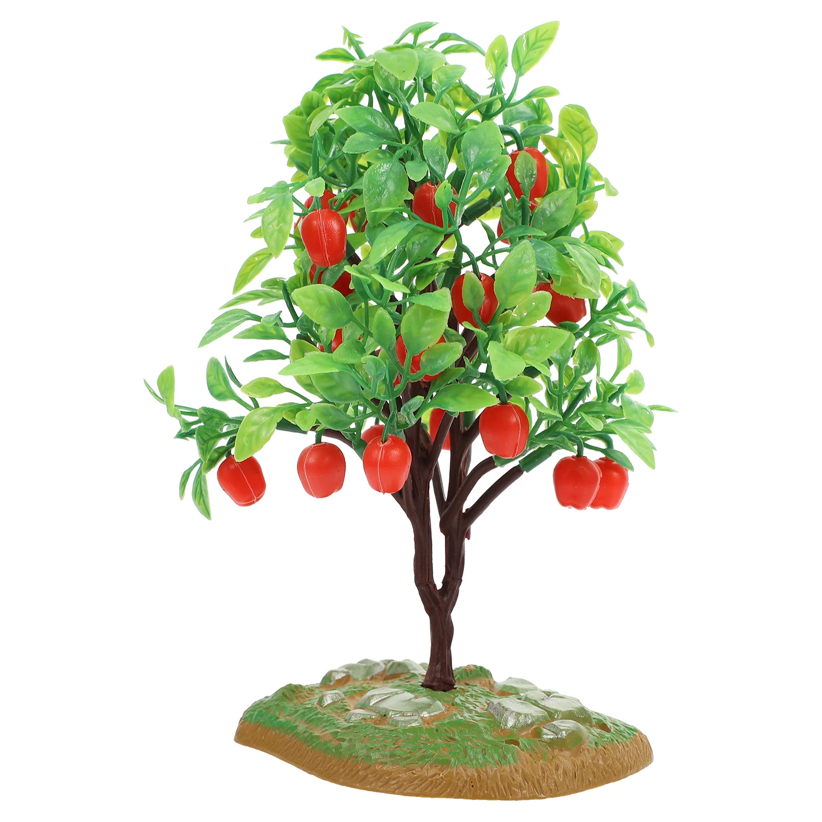 2 Pcs Apple Tree Model Outdoor Decoration Garden Ornament Statue Compact Fruit Models Small DIY Plastic Mini