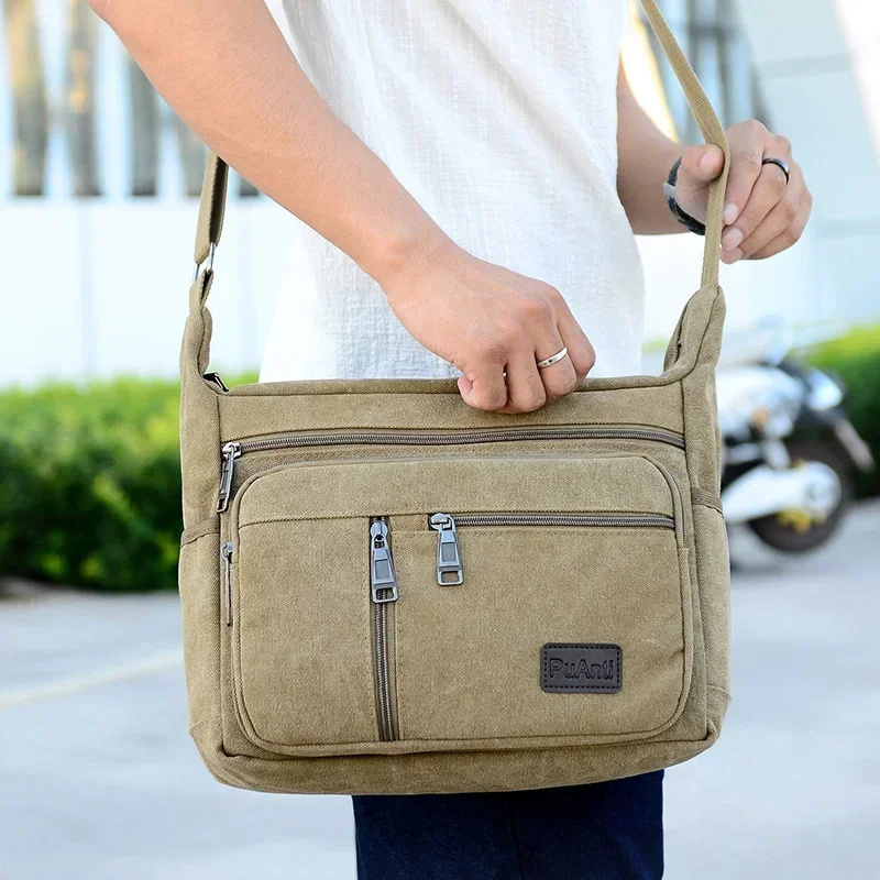 Bolsa de ombro de lona masculina casual tote viagem crossbody saco de luxo mensageiro sacos moda alta qualidade bolsa
