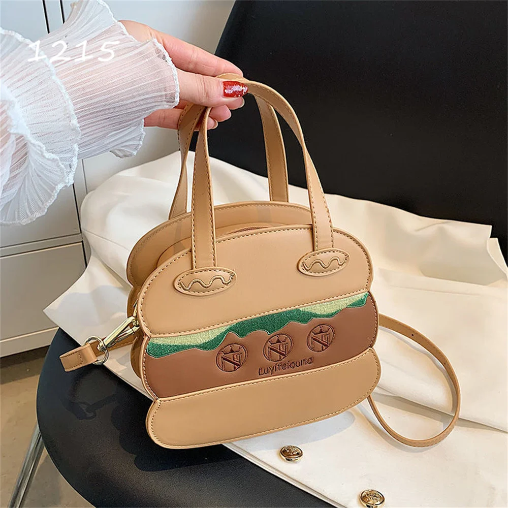 Cartoon Embroidery Hamburg Shape Handbag Shoulder Bag Fashion Women Party Cosplay Bag