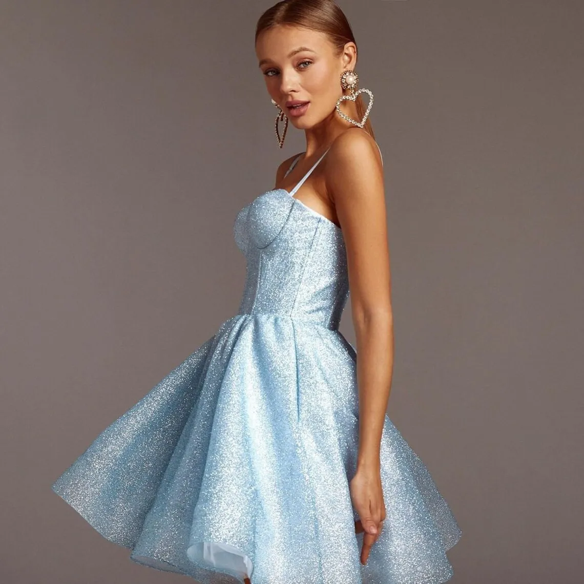 Vestidos de graduación con purpurina azul, MIni Vestido corto con tirantes finos, línea A, brillante, fiesta Formal, vestidos de noche hechos A medida