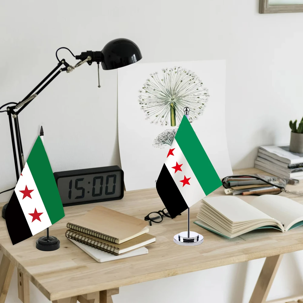 Syria Desk Flag 14*21cm Conference Negotiation Flag Product Display Office Top Desk Ornaments Flags  ﻿