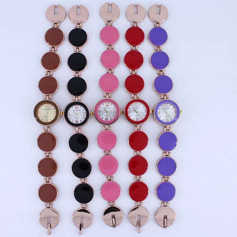 5Pcs Women Bracelet Wristwatch Round Stones Alloy Strap Crystal Quartz Wristwatch