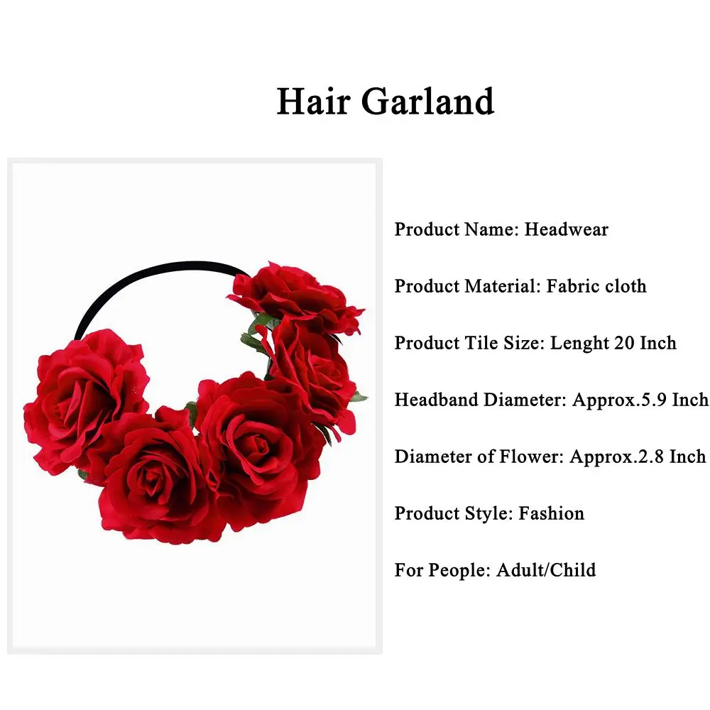 Girl Crown Floral Rose Flower Headband Hairband Wedding Hair Garland Headpiece