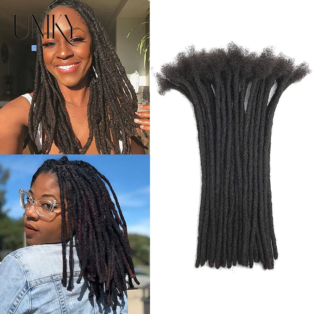 0.4cm Thickness 8 Inch 60 Strands 100%Real Human Hair Dreadlock Extensions for Man/Women Full Head Handmade Thinner Can Be Dyed