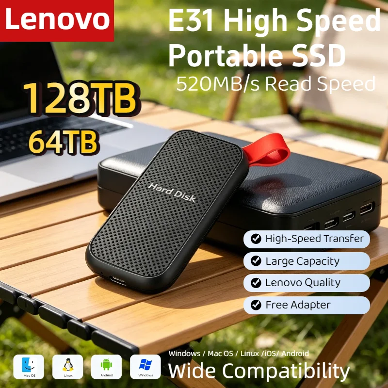 Lenovo 2TB 4TB External SSD USB 3.1 Portable Hard Drive High