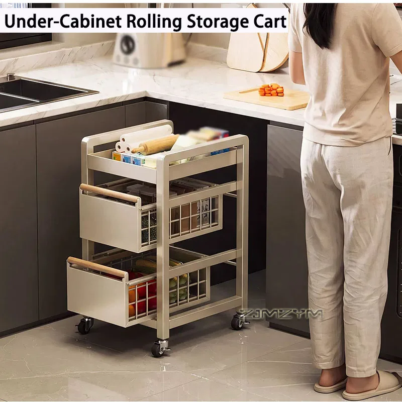 3/4 Tier Rolling Storage Cart with Pull-out Drawers Mobile Organizer Cart with Swivel Casters for Books Toys Home Office