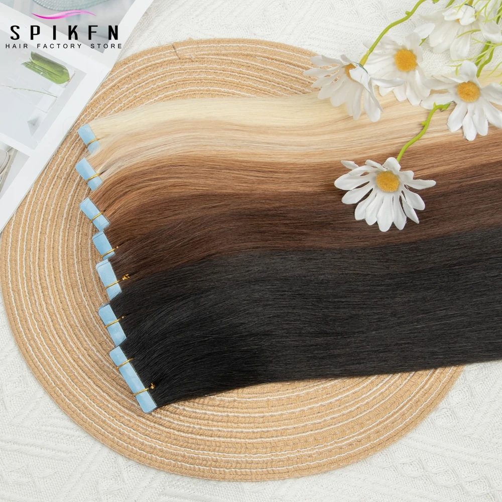 Inject Seamless Tape In Human Hair Extensions Nautral Straight Invisible Tape Hair Extension 12"-22" PU Skin Weft Tape Hair