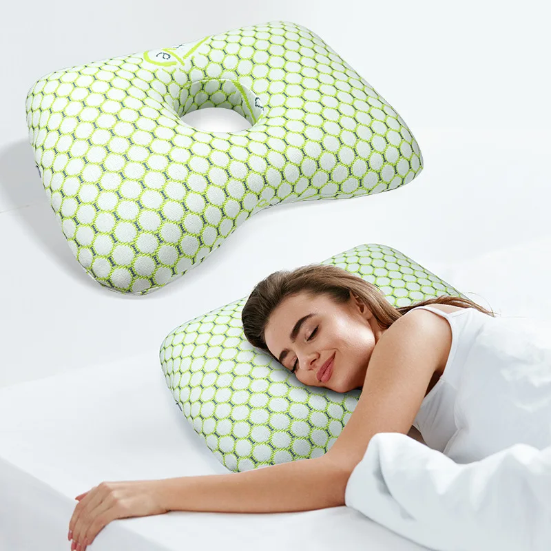 Ear Hole Pillow for Side Sleepers - Single Hole Memory Foam Pillow for Ear Protection, Relieves Ear & Side Face Pain